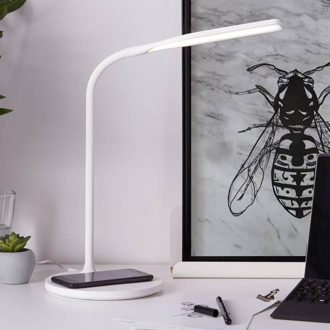 Brilliant Joni LED bureaulamp, wit, hoogte 34 cm, CCT, dimbaar