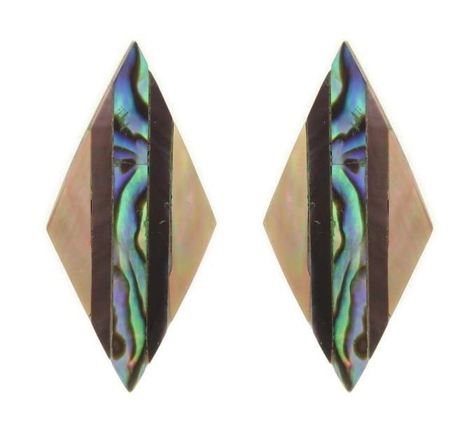 Behave - Oorbel schelp zilverkleur ruit - Handgemaakte sieraden