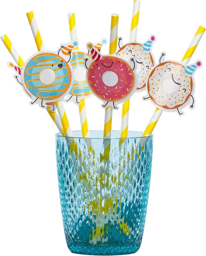 Boland - Set 6 papieren rietjes Donut - Pastel - Pastel