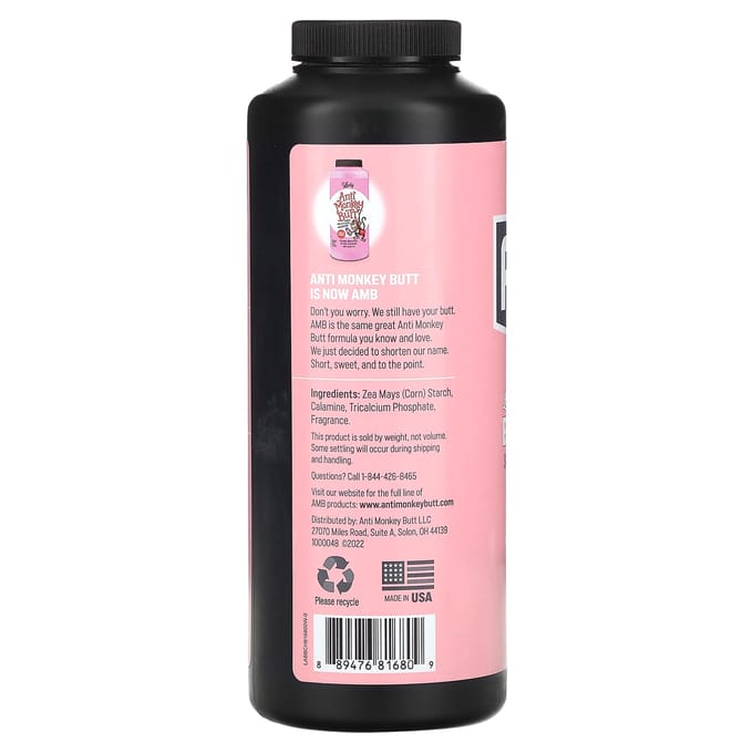 Anti Monkey Butt, Lady Anti Friction Body Powder, 8 oz (227 g) pink