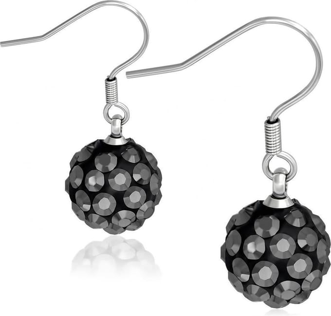 Amanto Oorbellen Bent Grey - 316L Staal - Shamballa - ∅10mm - 28mm
