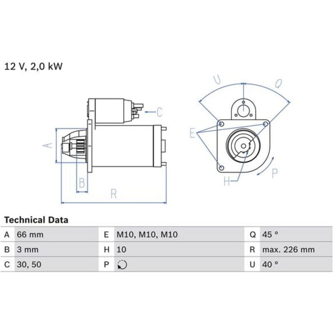 Starter BOSCH 0 986 029 090,