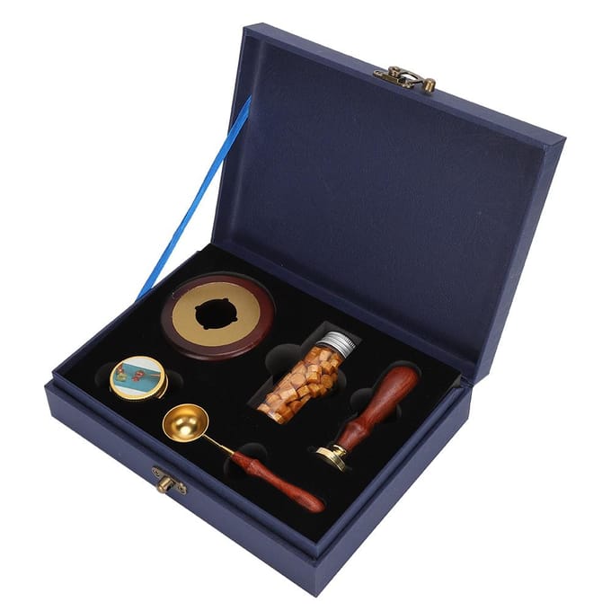 Waxzegel Stempel Kit Geschenkdoos Zegellak DIY Retro Decoreren Toegewijde Handwerk GereedschapModel B black