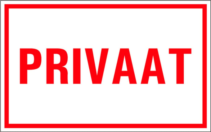 Privaat tekstbord - kunststof 400 x 250 mm
