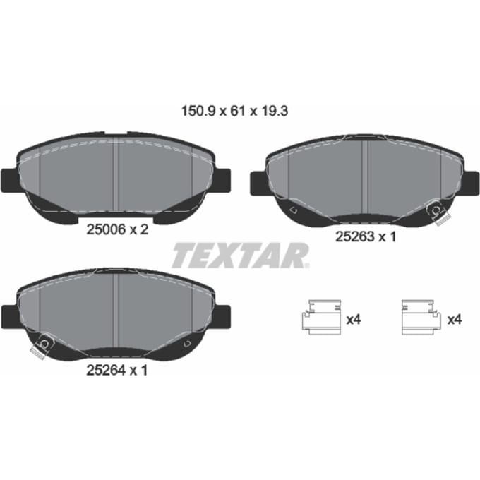 Remblokset TEXTAR 2500601, voor