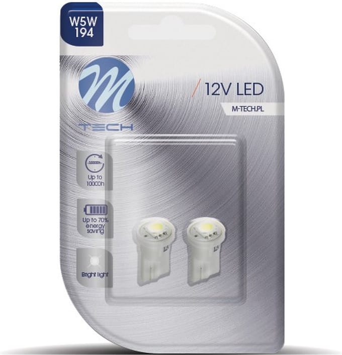 M-Tech LED W5W 12V - Basic 1x Led diode - Wit - Set