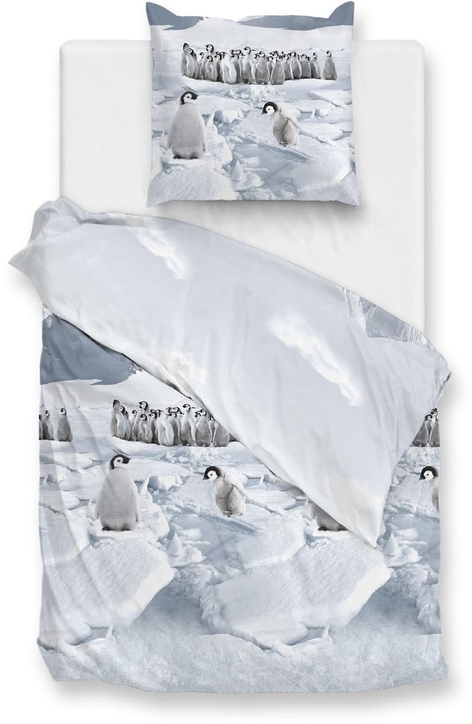 Zohome Pinguini Dekbedovertrek - Eenpersoons - 140x200/220 cm - Blue
