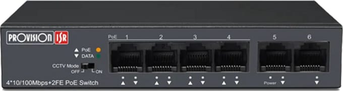 Provision-ISR POE Switch 4+2-Port 10/100 Mbps, 60 Watt