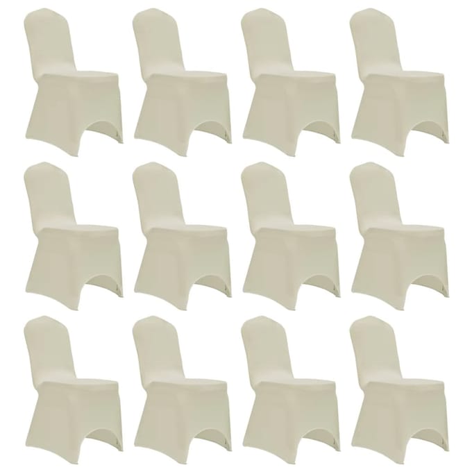 vidaXL - Stoelhoezen - stretch - 12 - st - crème
