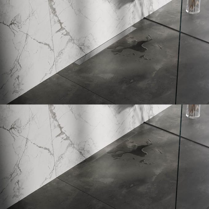 Brauer Douchegoot met Multifunctioneel Rooster en Flens Voor Wandmontage - 80 cm - Rvs Geborsteld