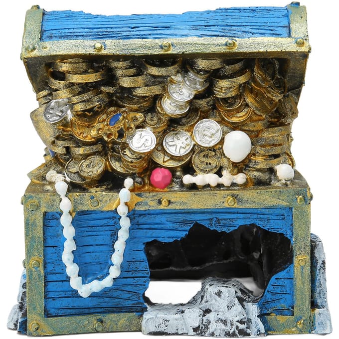 Aquarium Schatkist Ornament Hars Schatkist Doos Schuilplaats voor Aquarium Landschap black