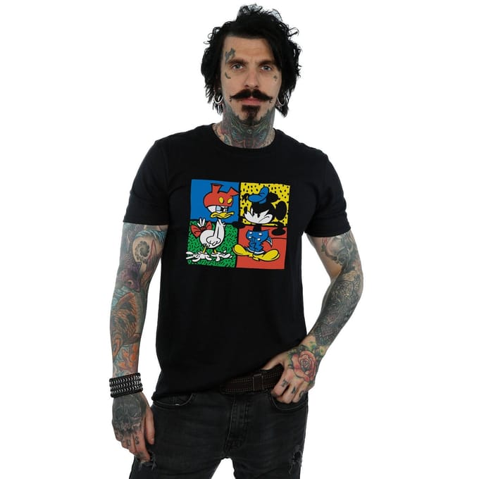Disney Heren Mickey Mouse Donald Kledingruil T-Shirt (Zwart)
