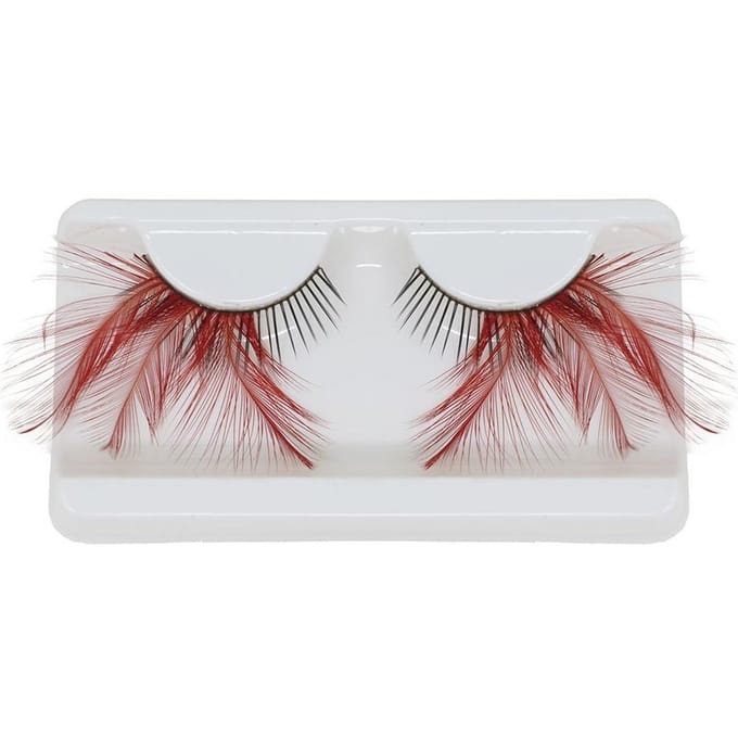 Faux Cils à Coller Plumes Rouges 1 Paire