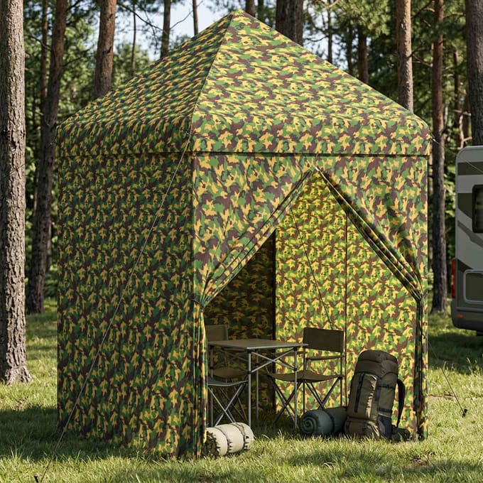 vidaXL - Luifel - Tent - met - 4 - Zijkanten - 2 - x - 2 - m - Leger - Camouflage