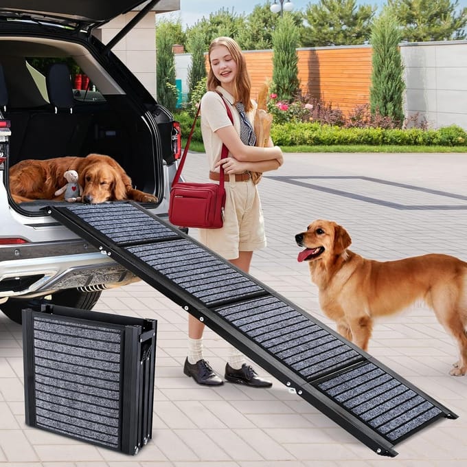 Hondenhelling Inklapbaar - Hondentrap Auto - Veilig Reizen - Extra Lange Lengte - 170 cm - Grijs