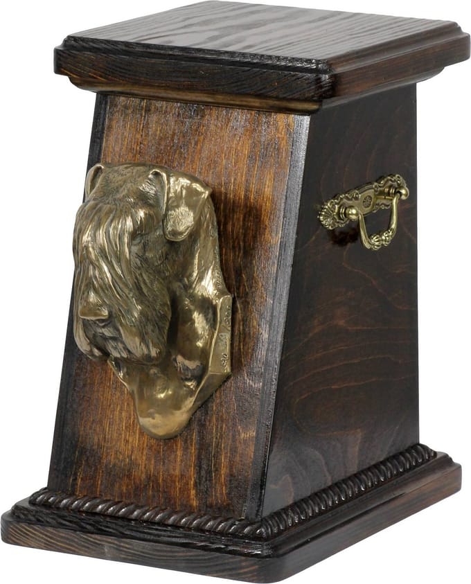 Elegante urn voor hondenas met schnauzer buste