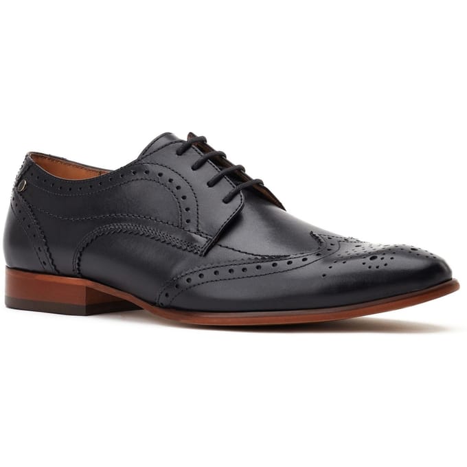 Base London Barbera Excel Leren Heren Zwarte Brogues Schoenen