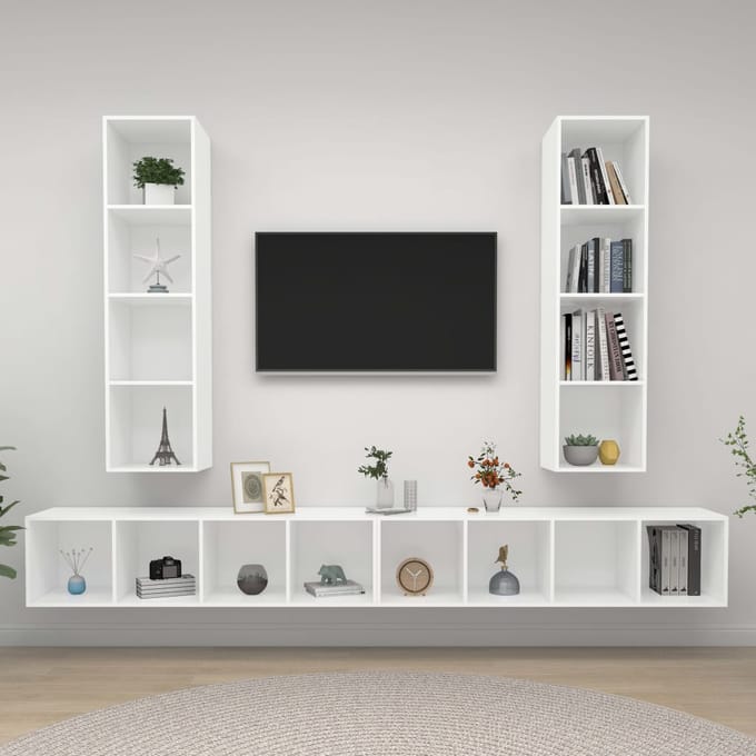 vidaXL - Tv-wandmeubelen - 4 - st - bewerkt - hout - wit