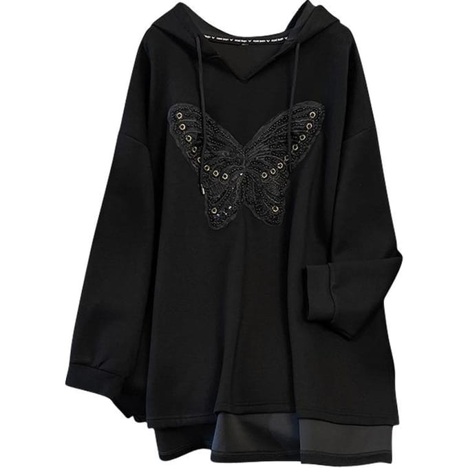 9XL Femmes Décontracté Manches Longues Imprimé Lettres Sport Sweat à Capuche Pull Tops Pull 5XL noir