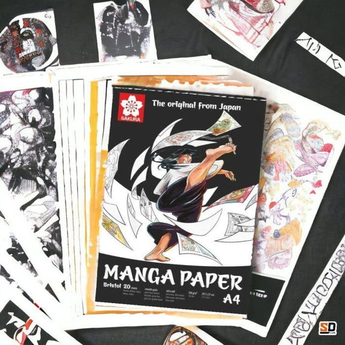 Papier à dessin - Sakura - Manga - 20 feuilles - 250 g/m² - Certifié FSC blanc