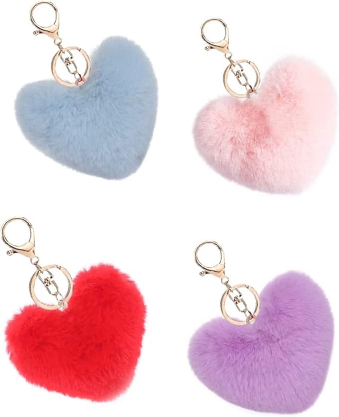 Daity 4-pack - Pluche hart sleutelhangers - tashangers - leuke accessoires - pluche en schattige woonaccessoires.
