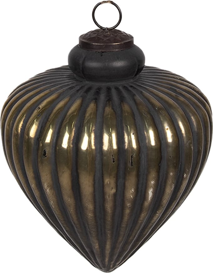 Clayre & Eef Kerstbal Overig Ø 20x20 cm Zwart Glas Kerstballen