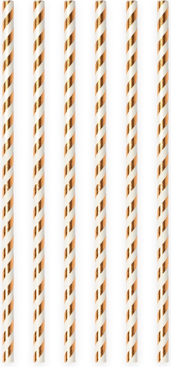 20 Papieren rietjes Rosé Goud - 6mm x 197mm