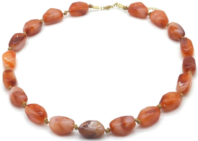 Ketting met acryl kralen - bruin - 47-55 cm - dames - modieus accessoire