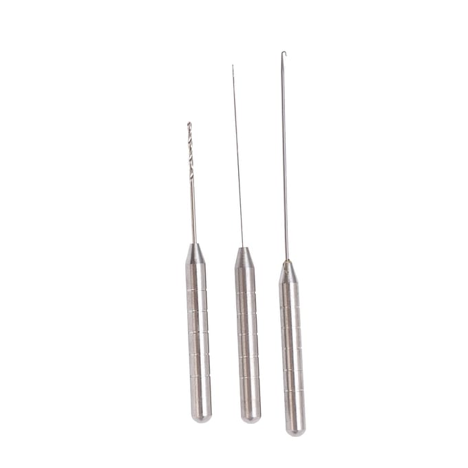 Vismolen Naald Set 3 in 1 Combo Set Aluminiumlegering Karper Vis Boor Tackle Rigging Gereedschap Kit gray