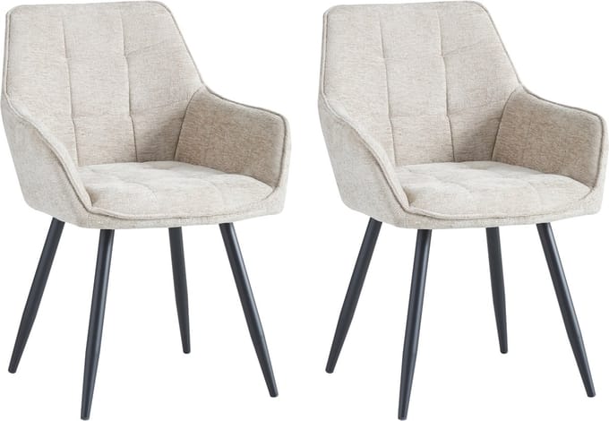 Colenis® - Oriana Eetkamerstoelen - Set Van 2 - Taupe - Chenille Stof - Design