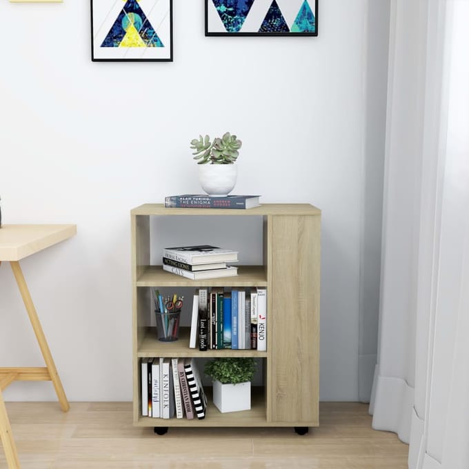 vidaXL - Rolkast - 60x35x75 - cm - bewerkt - hout - sonoma - eikenkleurig