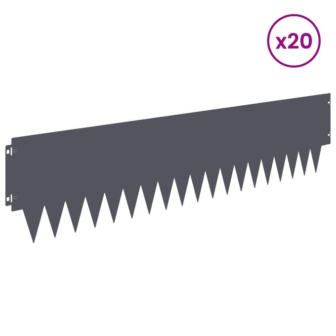 vidaXL - Gazonrand - 20 - st - 103 - x - 25 - cm - Staal - Antraciet