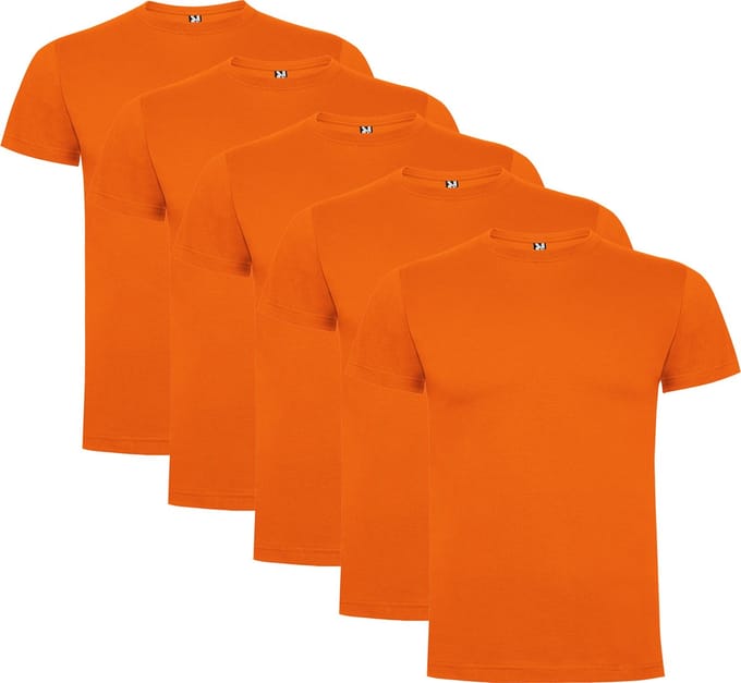 5 Pack Oranje t-shirts Roly Dogo Premium maat XXL