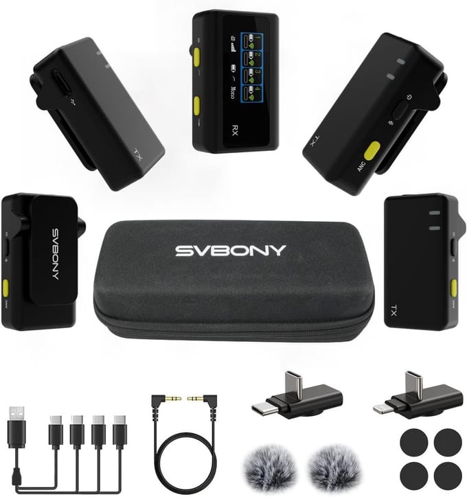 Draadloze Lavalier Microfoon - Dasspeld Microfoon Set - Video Opnames - 4 Zenders 200m Bereik - 102 Gram
