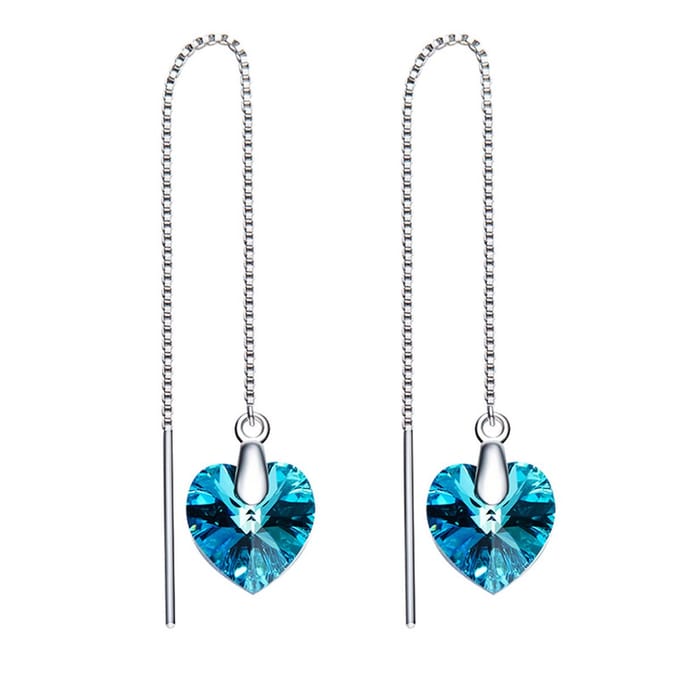 Blauwe Oorbellen met Kristal Hart