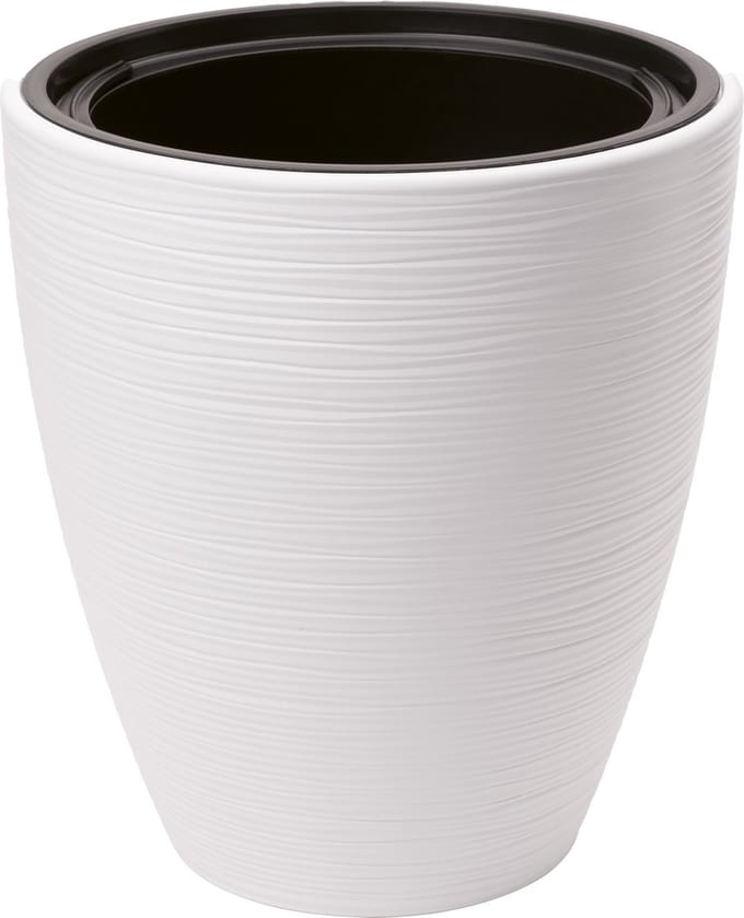 Form Plastic Plantenpot/bloempot Gobi - kunststof - wit - D30 x H32 cm - met binnenpot - rond