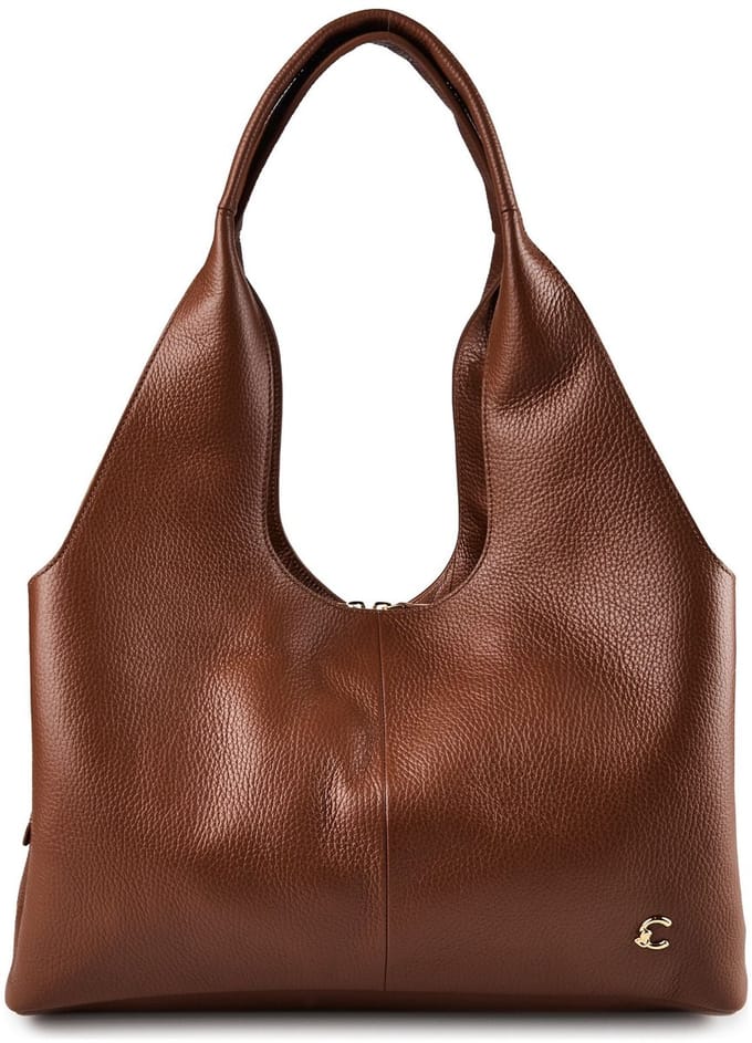 COCCINELLE Leren schoudertas Nell Handbag Grained Leather Cognac bruine