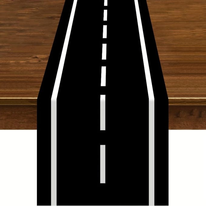 Chemin de table en lin rayures de route noir et blanc Écharpe de commode Décor Réutilisable Chemin de table pour table de cuisine et de salle à manger Décoration de fête de vacances 150x33cm brown