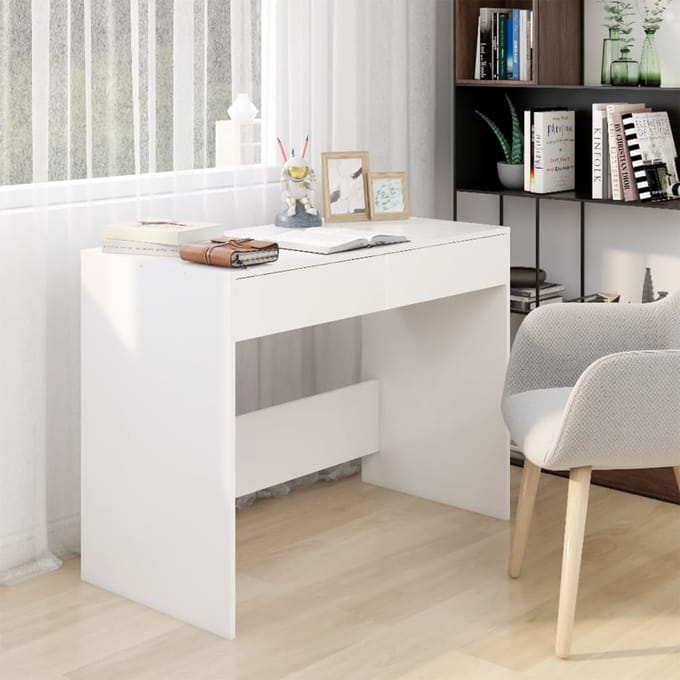 vidaXL - Bureau - 101x50x76,5 - cm - bewerkt - hout - wit