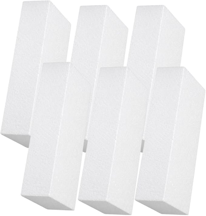 Piepschuim vormen - rechthoek - 6x - 10 x 20 x 4 cm - styropor hobby / DIY vorm - basis knutselfiguren