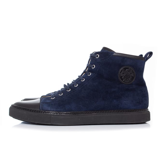 Hermes blauwe suède hoge sneakers