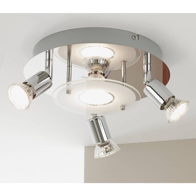 Briloner Orna plafondlamp, rondel, 4-lamps, chroom