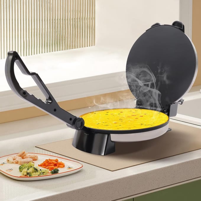 Elektrische Roti Maker en Tortillapers met Dubbelzijdige Verwarming (32 cm)