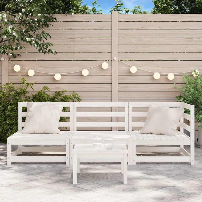 vidaXL - Tuinbank - 3-zits - massief - grenenhout - wit