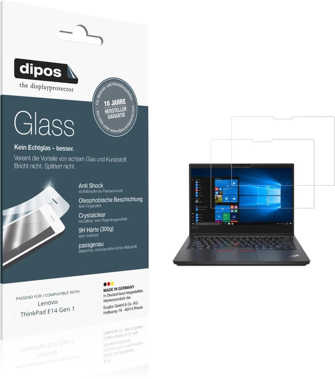 dipos – 2x Pantserfolie geschikt voor Lenovo ThinkPad E14 Gen 1 | 9H Screenprotector