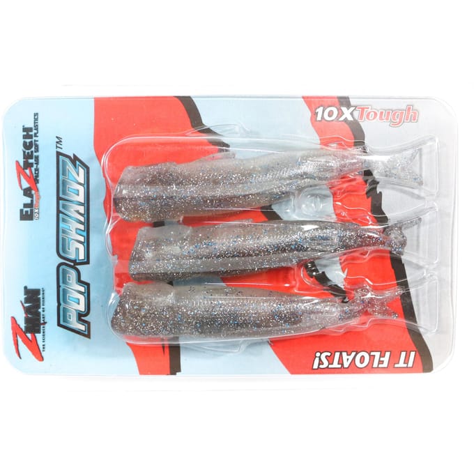 Zman Soft Lure Pop ShadZ 4 Inch 3/Pack Smoky Shad (7968) red