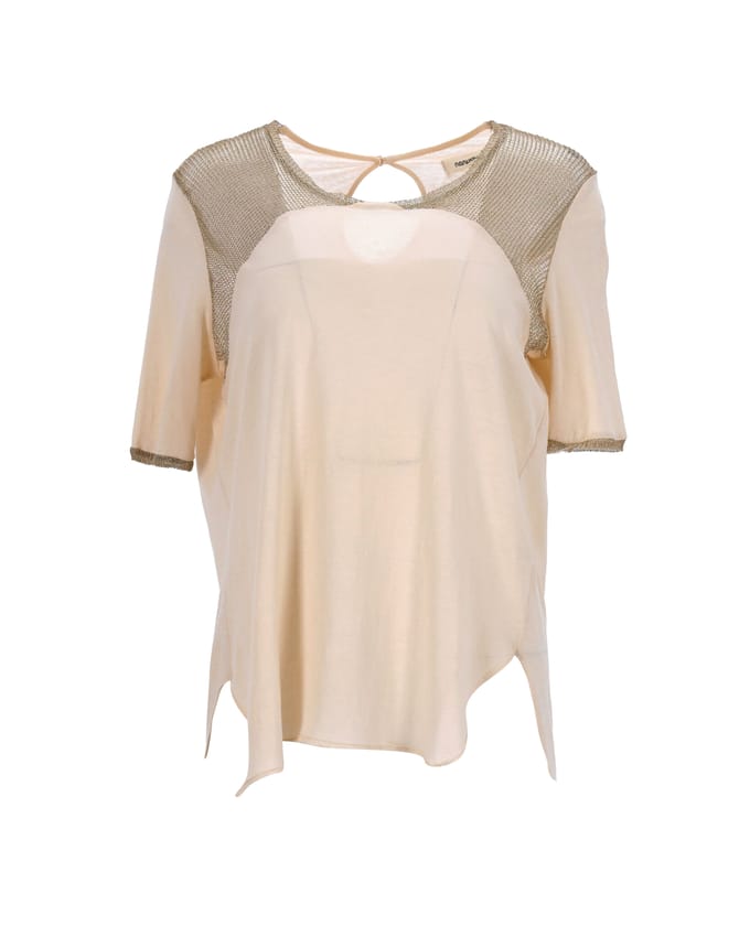 Nanushka T-shirt in beige polyester