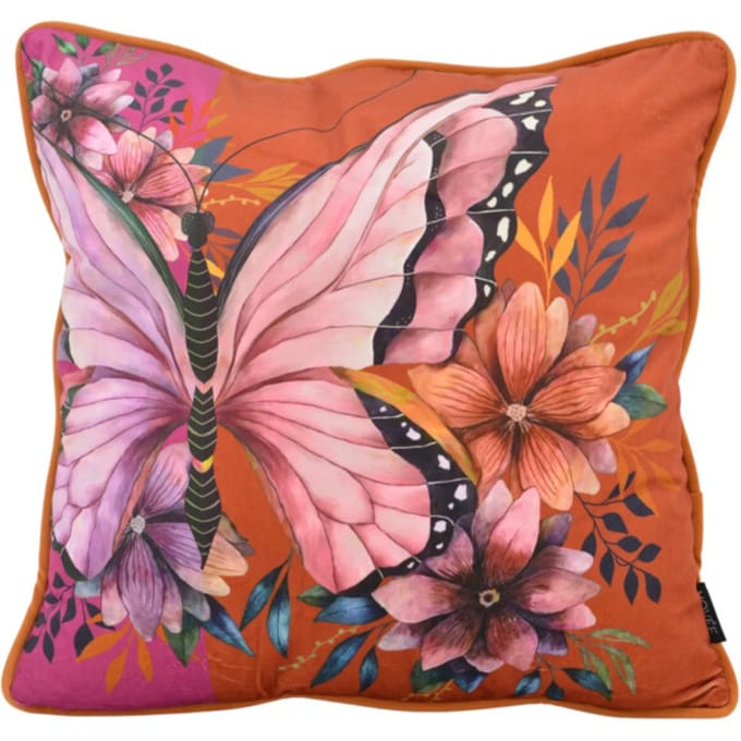 NOVÉE Sierkussen butterfly bloom | 45 x 45 cm | velvet/polyester