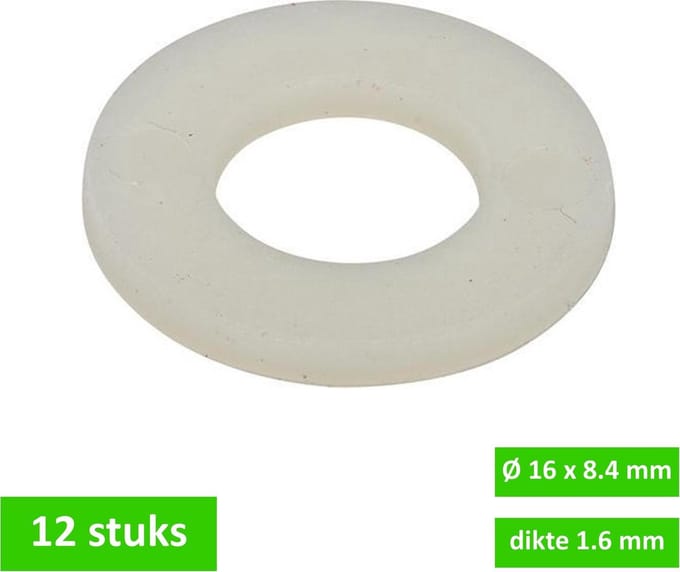 TQ4U nylon lagerring - revet - opvulring - M8 - Ø 16 mm x 8.4 mm - wit - 12 stuks