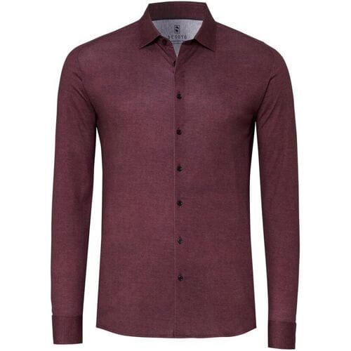 Desoto Overhemd Casual Kent Solid Color Twill Bordeaux / male